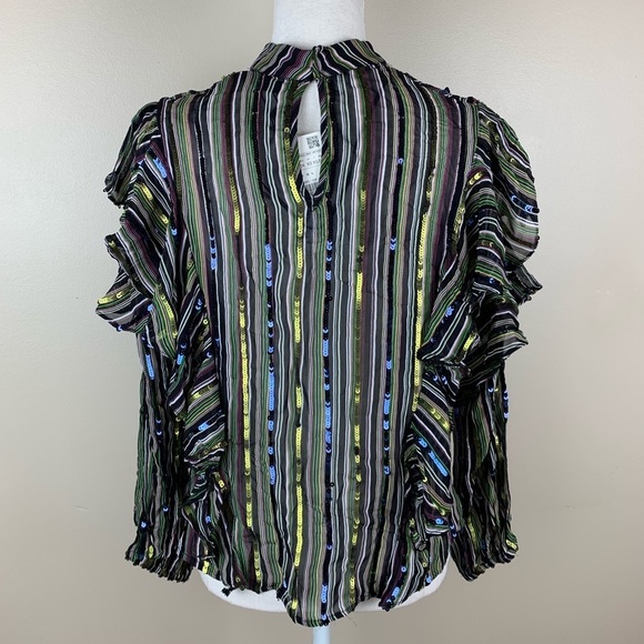 NWT. Zara Striped Top with sequins. Size XS - Picture 7 of 8